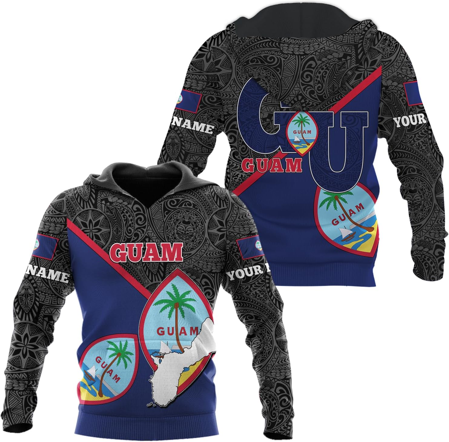 Vybonz Personalized Guam Hoodie - Guahan Pride Zip Hoodie for Men & Women