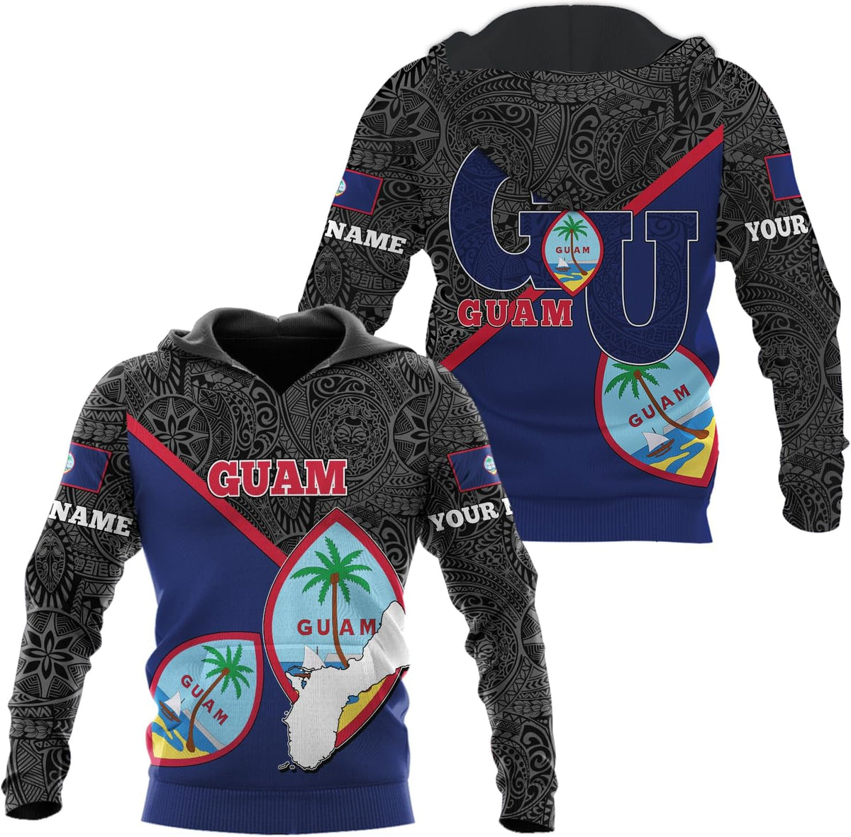 Vybonz Personalized Guam Hoodie - Guahan Pride Zip Hoodie for Men & Women