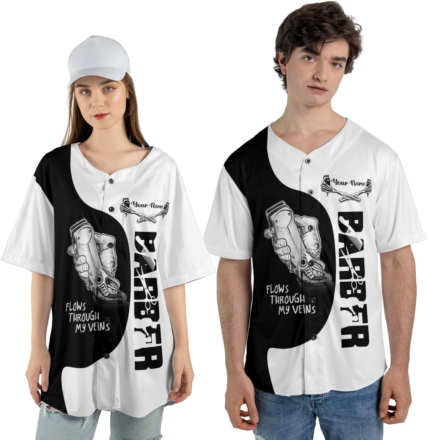 Ligthuy Personalized Baber Baseball Jersey, Hairdresser Baseball Jersey Barber Shop Life, Barber Shirts for Men and Women