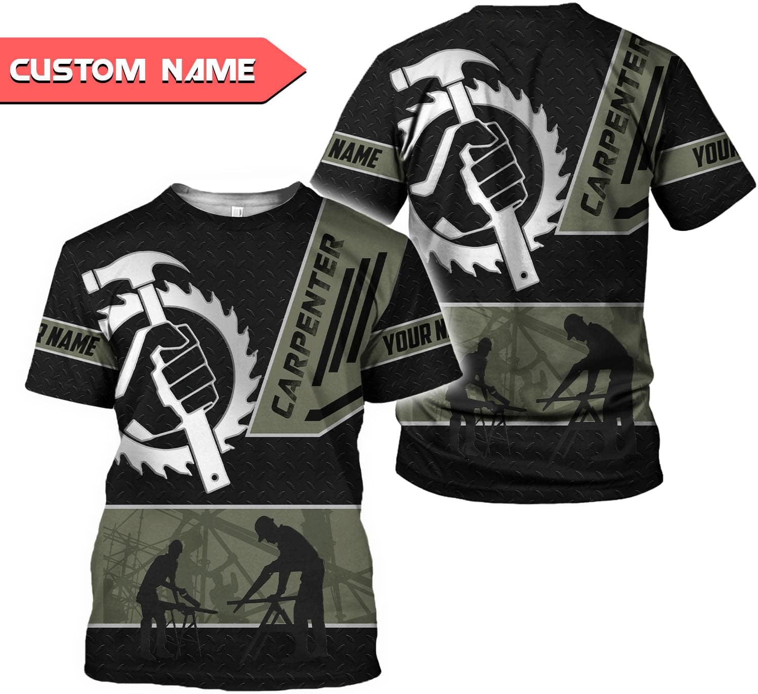 Personalized Carpenter Shirt Custom Carpenter Shirts Woodworking Carpentry Woodworker 3D T Shirts Tshirt for Men and Women
