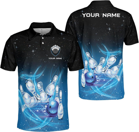Mostprints Personalized Name Bowling Polo Shirts 3D for Men and Women, Bowling shirt, Bowling Shirts for Men Team Bowling Shirt