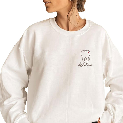 Leeprints Personalized Embroidered Sweater, Dental Assistant & Hygienist Gift, Nurse Hoodie