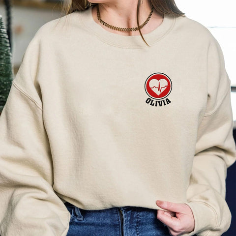Leeprints Custom Emergency Department Embroidered Sweatshirt, Er Nurse Shirt, Emergency Nurse Hoodie, Rn Shirt Gifts
