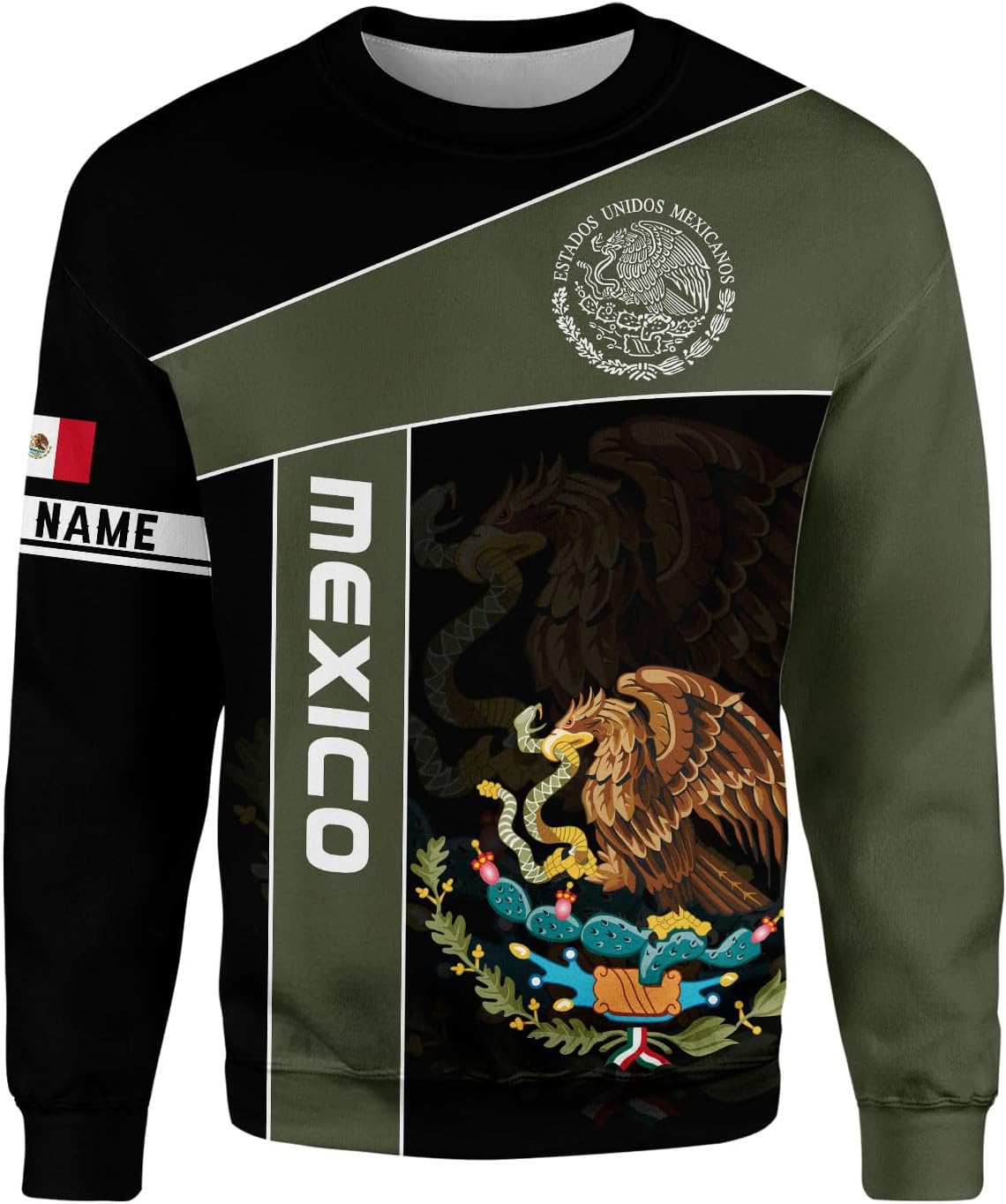 Mostprints Personalized Name Mexican Hoodie 3D, Customized Mexican Hoodies for Men, Unisex Mexico Hoodie,Mexico Hoodies for Men