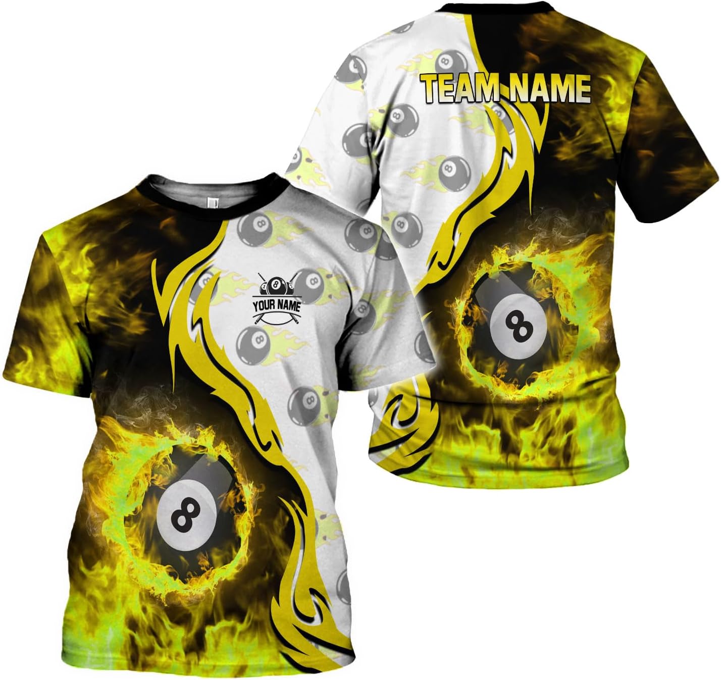 Ligthuy Personalized Name Billiard Shirts 3D, Billiards Shirt 8 Ball Billiard Shirt Custom Men's Pool Men Women1