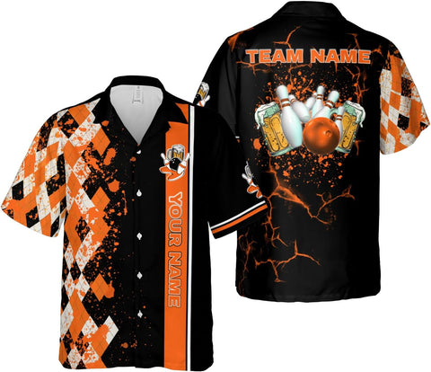 Pretyprints Custom Bowling Hawaiian Shirt 3D Men Women Personalized Button Down Short Sleeve Team Gifts Lover
