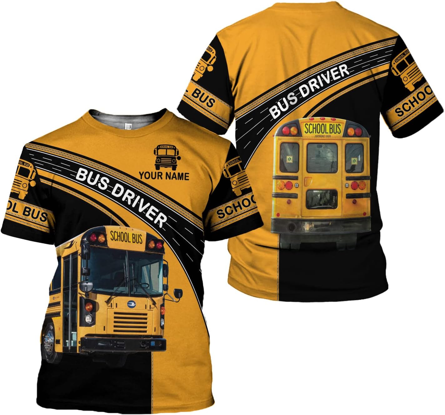 Personalized School Bus Driver Shirt Custom School Bus Driver Shirts Yellow Bus Driver 3D T Shirts Tshirt for Men and Women (Style 4), L-5XL