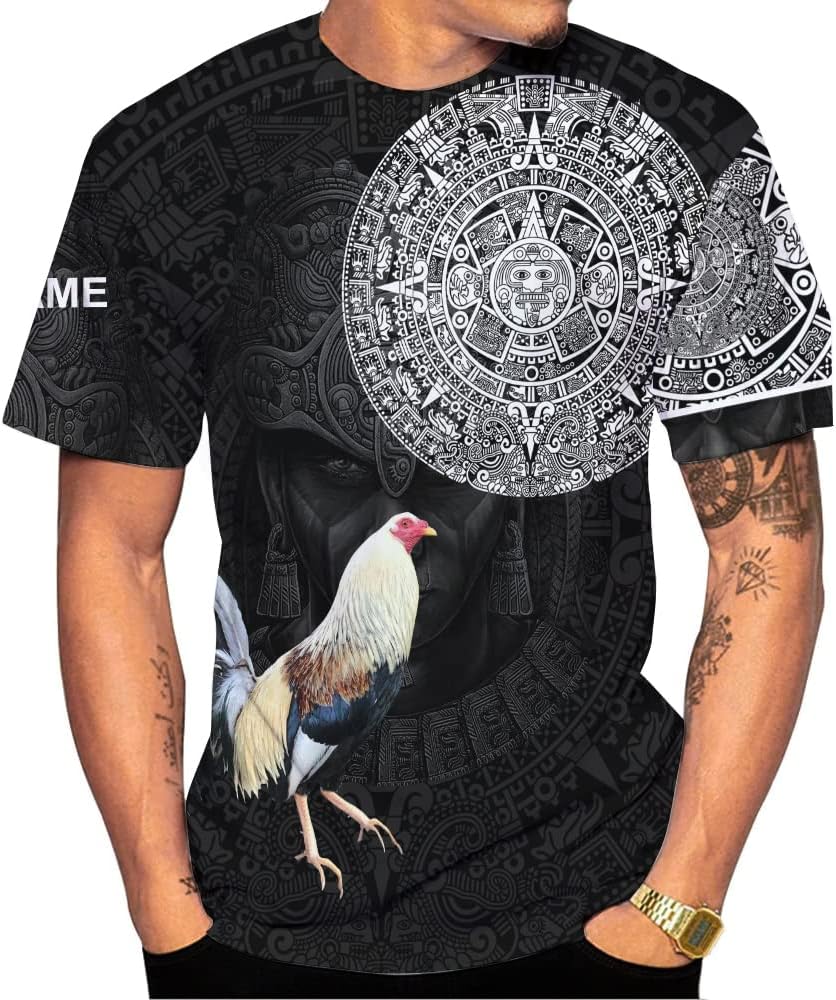 Mostefy Personalized Name Mexican Shirts for Men 3D, Rooster Mexico Shirts for Men, Mexico Shirt Eagle Flag Mexican Eagle (US, Alpha, Small, 5X-Large, Regular, Regular, Multi 12)