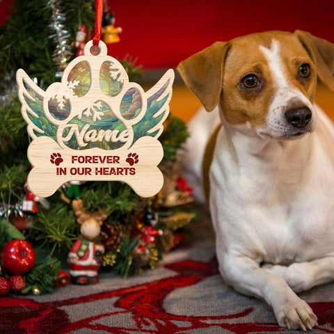 MAPrints Personalized Wooden Dog Cat Paw Suncatcher Ornament Christmas 2024, Custom Dog Paw Suncatcher Wood Ornaments with Names, Pet Paw Wooden Dog Ornament, Pet Paw Christmas Ornament (PAW 4)