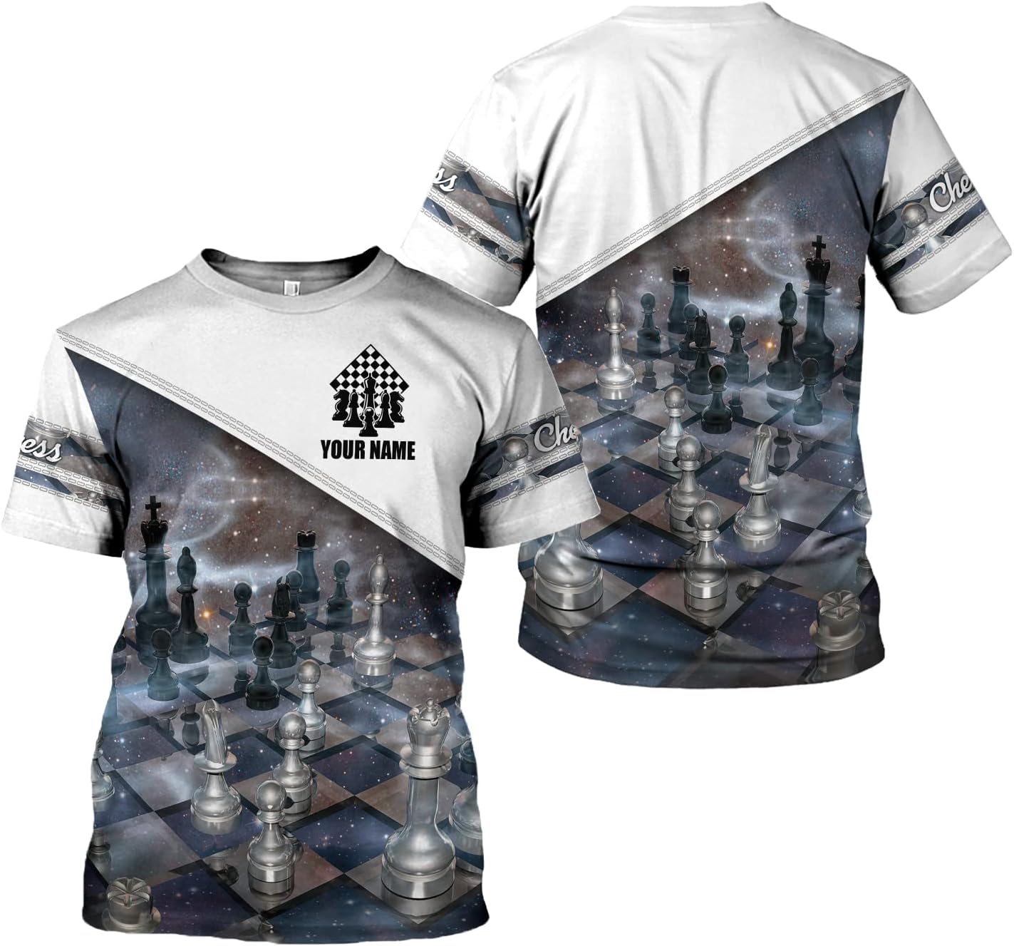 Personalized Name Chess 3D Full Color Shirt, Custom Name Chess 3D Shirt for Men, Women, Chess Lover, USA Chess Shirt
