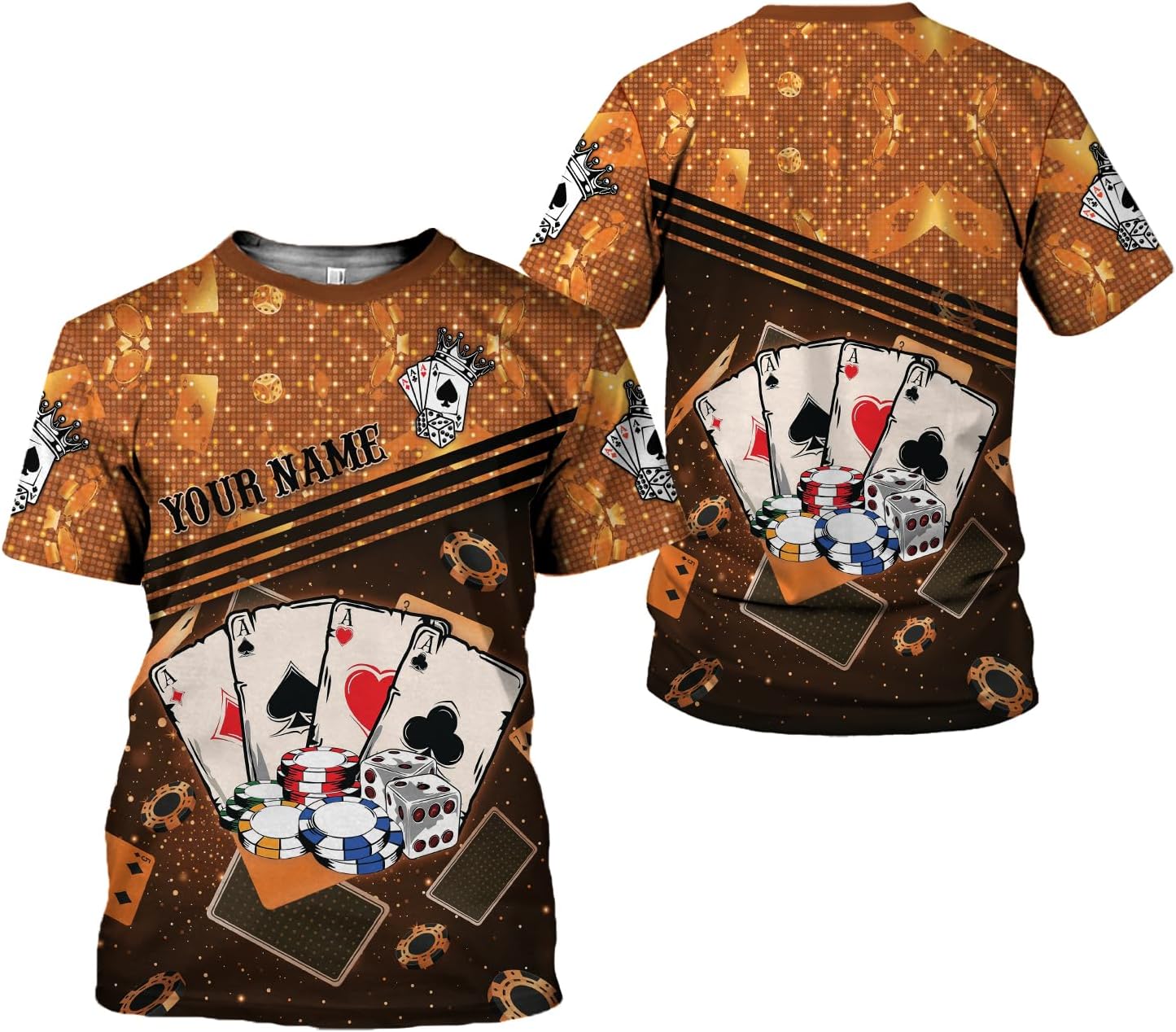 Personalized Poker Shirt, Poker Player Shirt, Funny Casino Poker Pattern 3D Over Print, Unisex Poker Tshirt Men Women