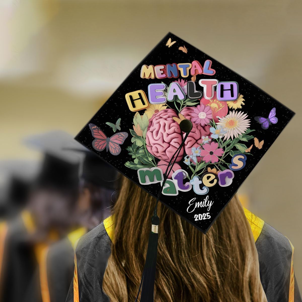 Pretyprints Mental Health Matters Graduation Cap Topper Personalized Psychology Cap Your Hard Work Psychology Grad Gifts 2025
