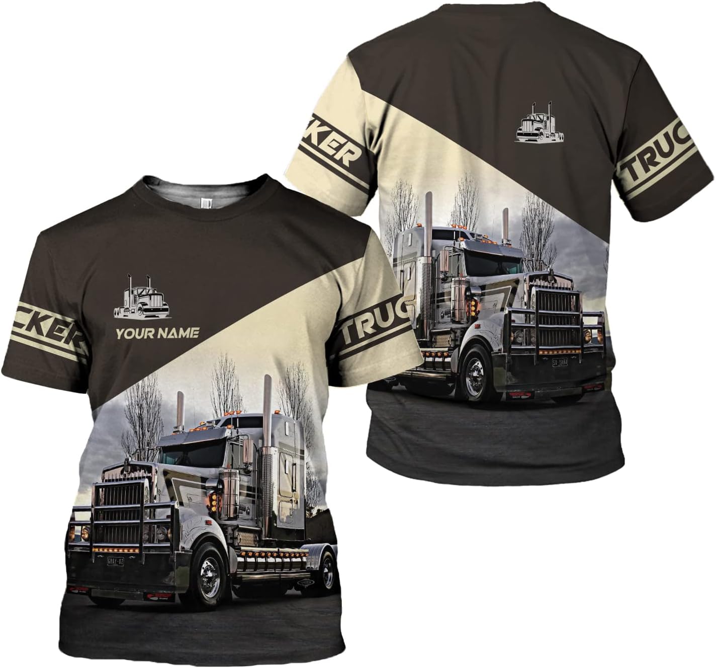 Personalized Trucker Shirt Custom US Flag Truck Driver T-Shirt Funny Trucker Gift 3D Hoodie for Men & Women Trucking Diesel