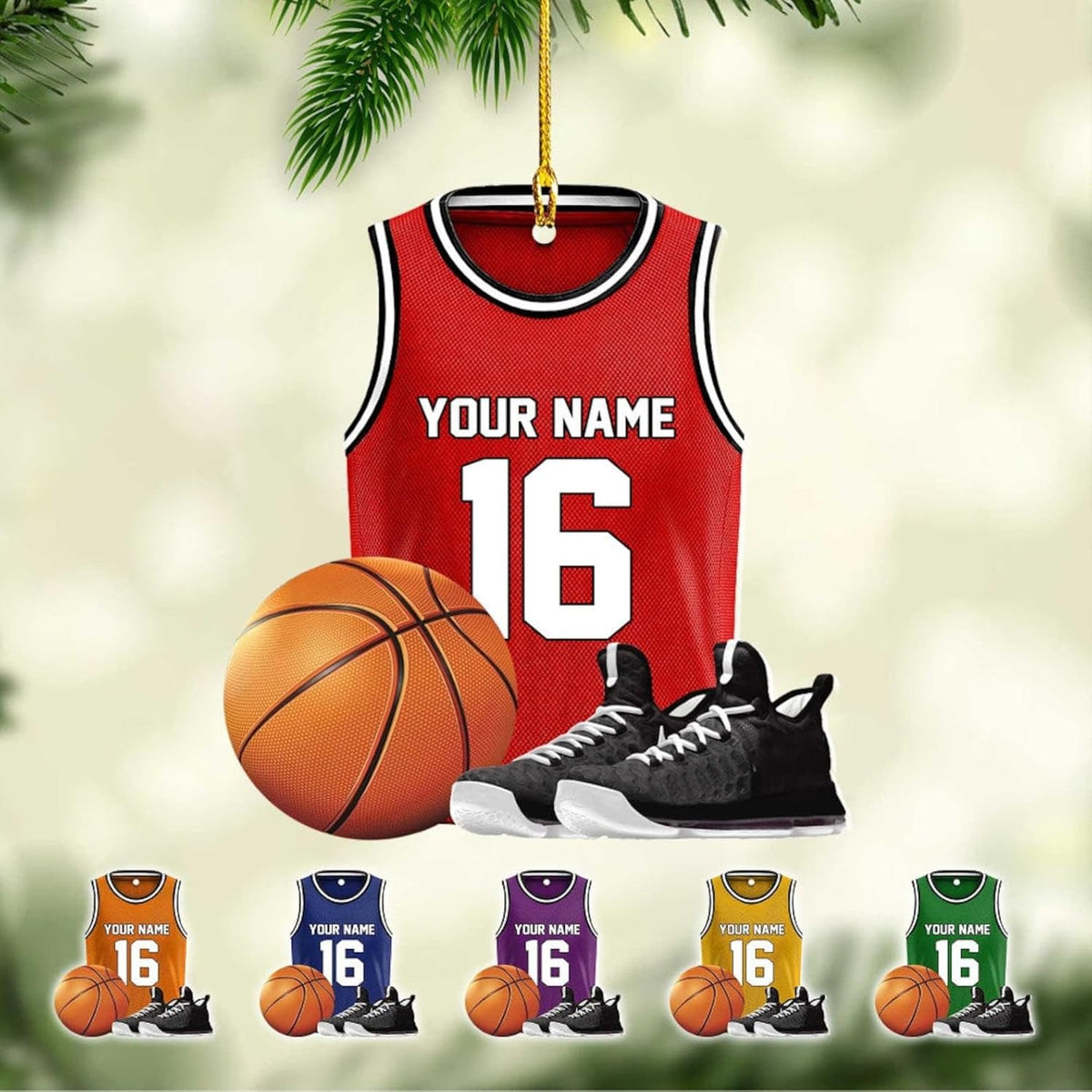 Artparel Personalized Basketball Ornaments, Basketball Christmas Ornament, Car Ornament, Custom Basketball Player Ornament, Basketball Ornaments for Christmas Tree (BKBV 15)