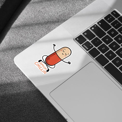 (3PCS) Amoxi Chillin Sticker, Funny Medication Pun Stickers Cartoon Antibiotic Pill Yoga Design for Pharmacists and Medical Students, Car Decal for Laptop Water Bottle Phone Case 3 Inch
