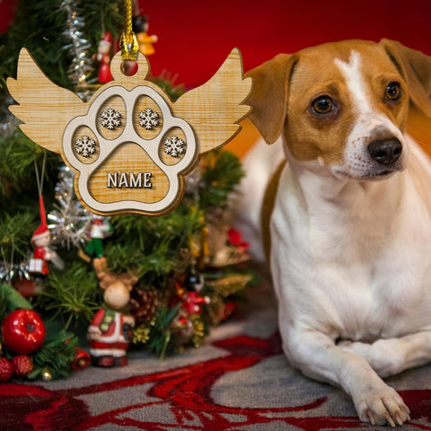 MAPrints Personalized Wooden Dog Cat Paw Ornament Christmas 2024, Custom Dog Paw Layered Wood Ornaments with Names, Pet Paw Wooden Dog Ornament, Pet Paw Christmas Ornament (PAW 7)