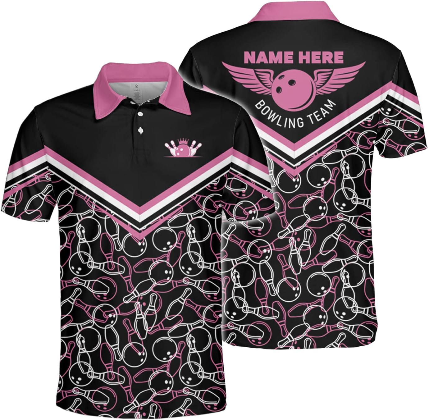 Personalized Name Bowling Polo Shirts 3D for Women, Bowling shirt, Bowling Shirts for Womens, Team Bowling Shirt Women1