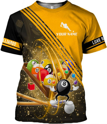 Parvii Personalized Billiards Shirt for Men, 8 Ball Pool Shirt, Billiards Gift