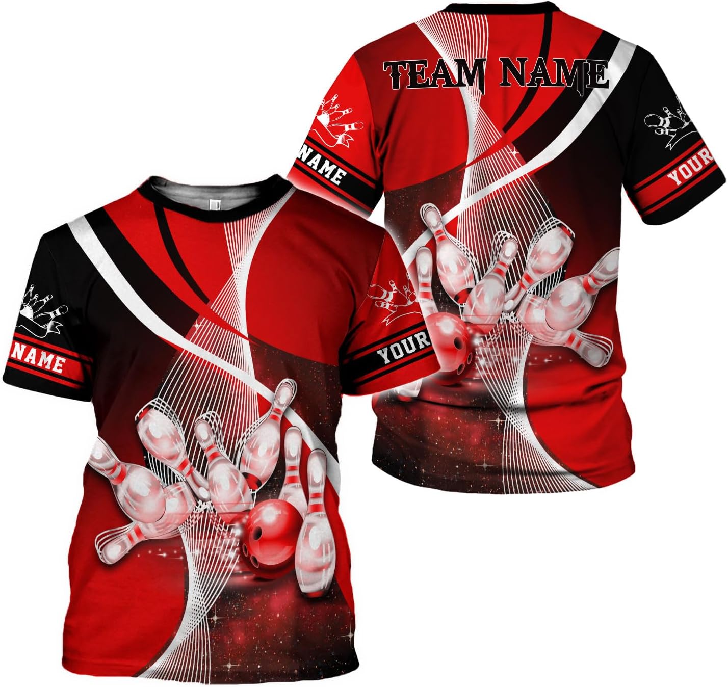 Rivelus Personalized Name Bowling Shirts for Men and Women 3D, Bowling Shirts for Team Bowling, Bowling Shirts Gift