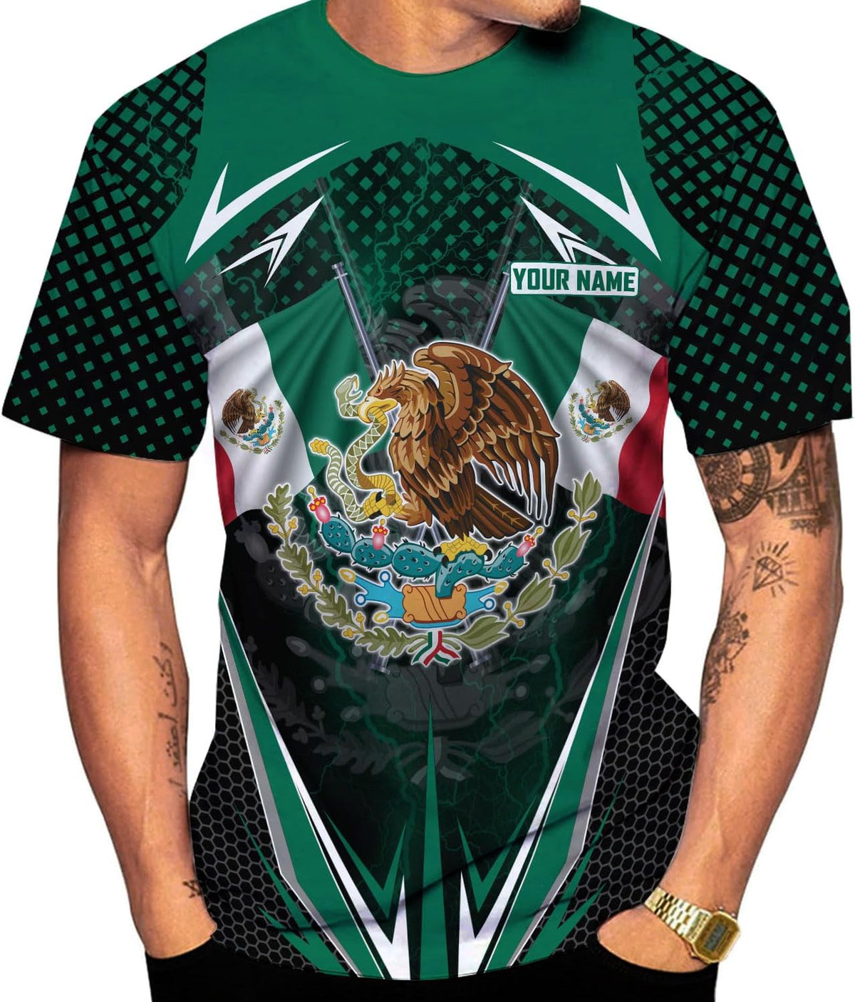 Mostprints Personalized Name Mexican Shirts for Men 3D Customized Mexico Shirts for Men Mexico Shirts for Women Mexico Shirt
