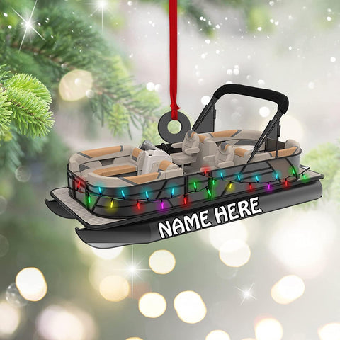 Personalized Pontoon Boat Christmas Ornament, Pontoon Car Ornament, Gift for Bowriders, Wake Boats,Pontoon Lover Gift (Pontoon 6)