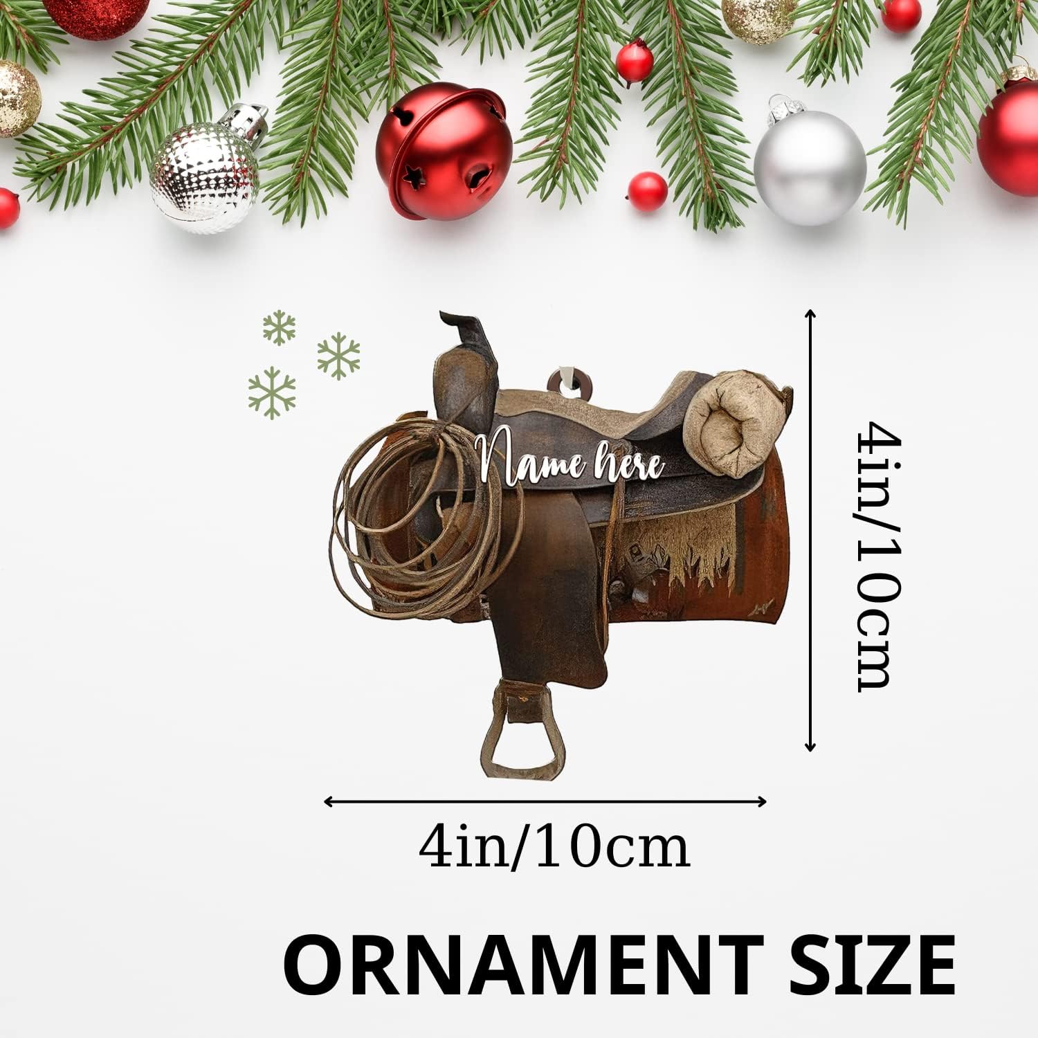 MoonArt Personalized Cowboy Couple Ornament, Western Horseshoe Couple Custom Christmas Ornament, Western Horseshoe Couple Wood Plastic Ornament, Gift for Couple Cowboy, Horse Lovers Keepsake (HL5)