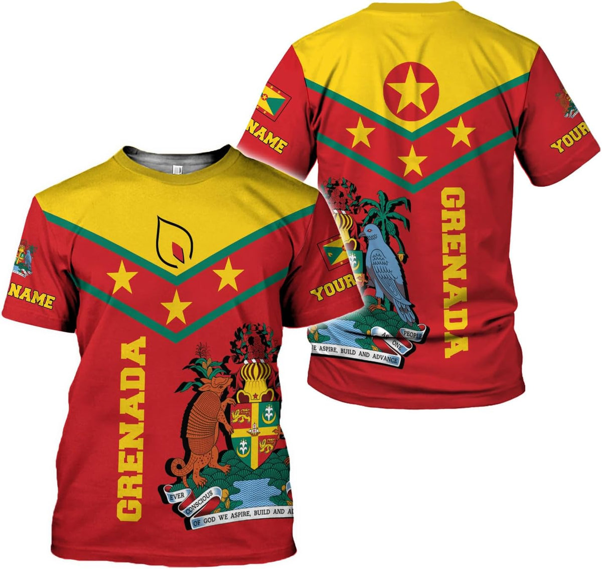 Personalized Name Grenada Shirts for Men, Grenada Shirts for Women, Proud Grenadan Shirts, Grenadian Flag Pride Shirt
