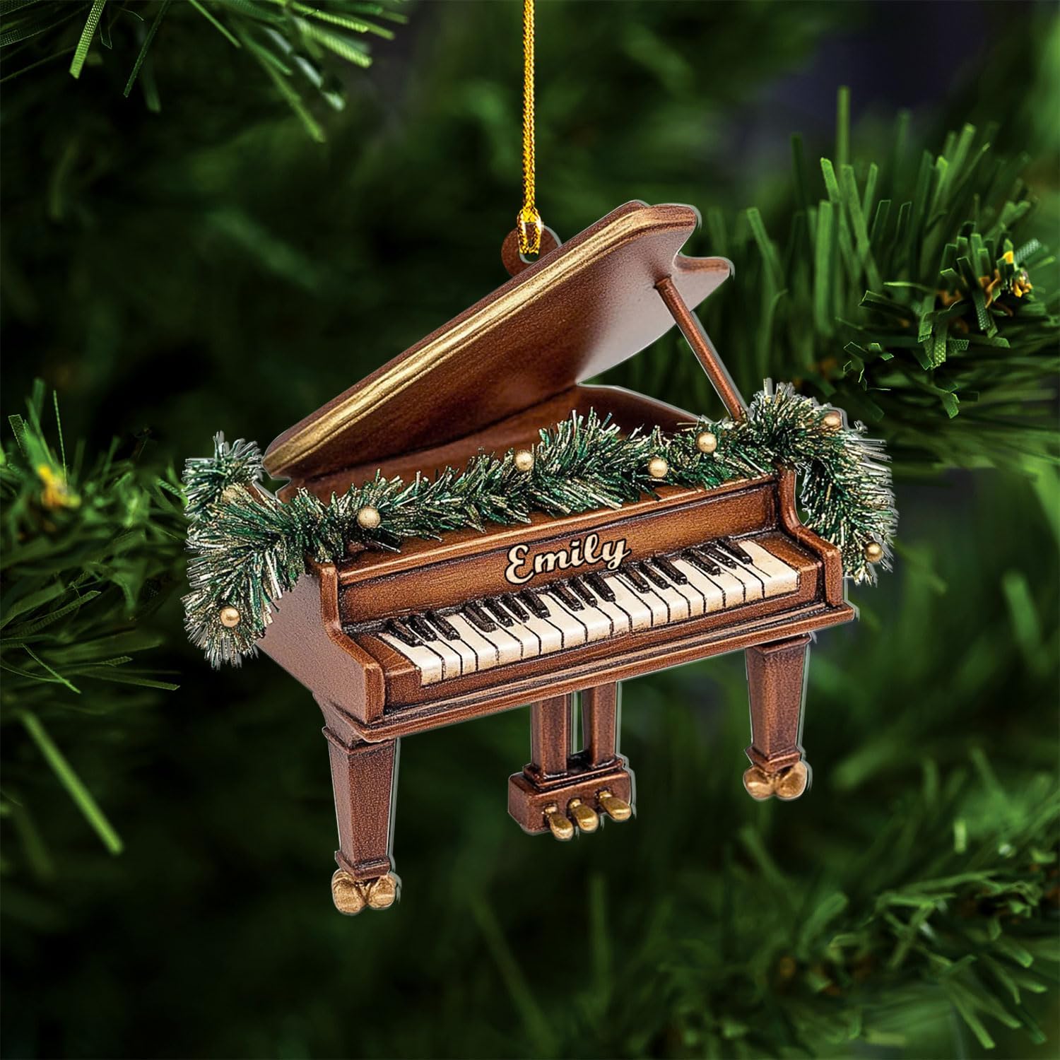 Podagree Personalized Piano Ornament, Custom Piano Ornament Piano Christmas Ornament 2023, Music Instrument Player Keyboard Ornament Decor, Gift for Piano Lover, Music Lovers (PAN6)