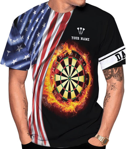 Vybonz Personalized Name Darts Darts Shirts for Men, Short-Sleeve Darts Jerseys T-Shirt 3D for Dad, Husband,