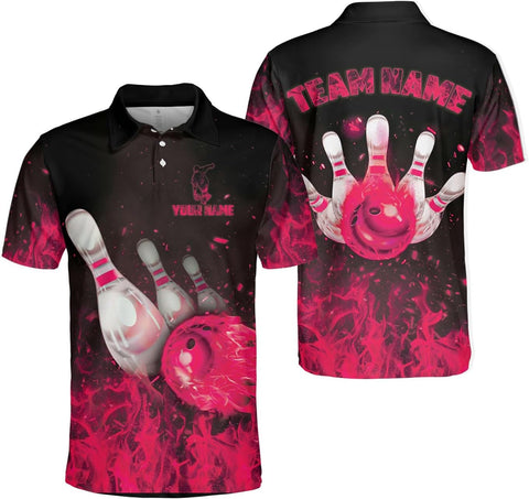 Custom 3D Bowling Polo Shirts for Men and Women Personalized Team Name Gift Unisex Customized Bowling Short Sleeve Polo Shirt