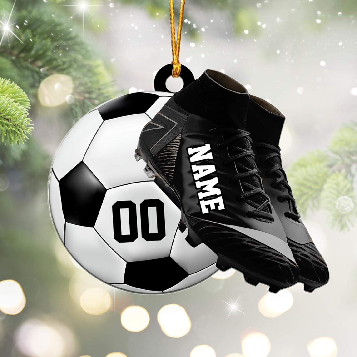 mostprints Personalized Soccer Christmas Ornament, Soccer Ornament for Boys, Soccer Team Ornaments, Gifts for The Soccer Player, Soccer Player Ornament, Soccer Gift Tree Hanging (SC1)