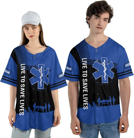 Leprints Personalized EMT EMS Baseball Jersey Shirt Customized EMS Shirts Paramedic Uniform Emergency Medical Technician