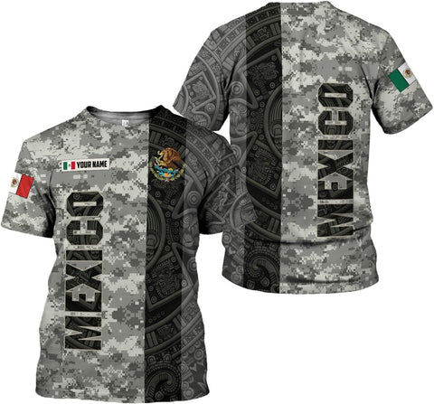 Mostefy Personalized Name Mexican Shirts 3D Customized Mexico Shirt US Flag, Mexican Shirts for Women Unisex