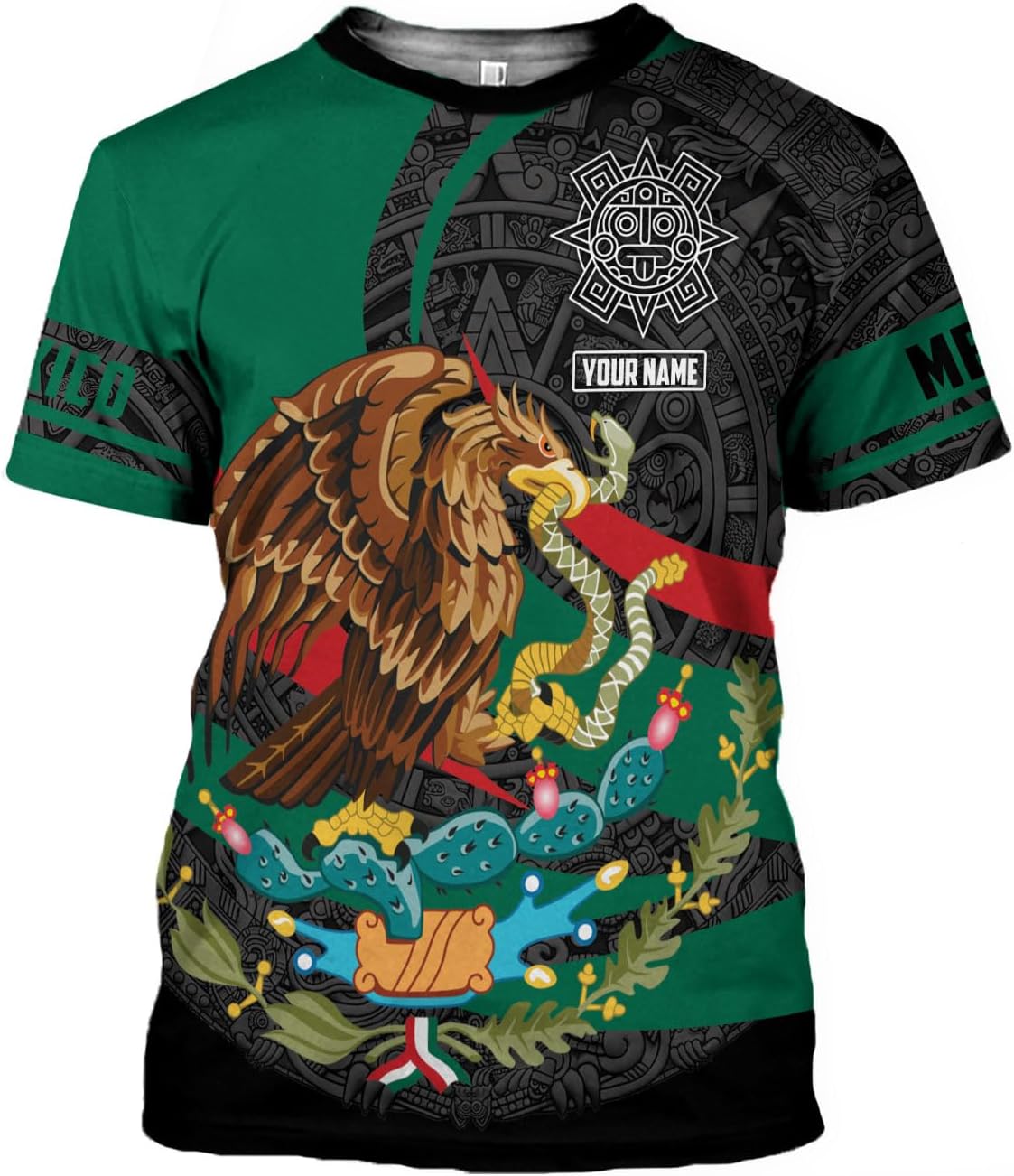 RoyalBro Personalized Mexico Shirts, Camisas De Mexico, Mexico Shirts for Men, Mexican Flag Jersey Shirt Mexico 3D Shirt