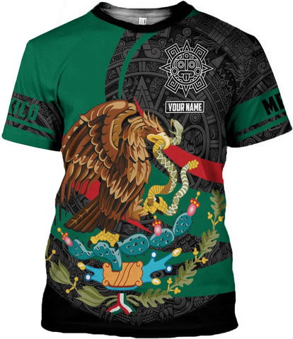 RoyalBro Personalized Mexico Shirts, Camisas De Mexico, Mexico Shirts for Men, Mexican Flag Jersey Shirt Mexico 3D Shirt