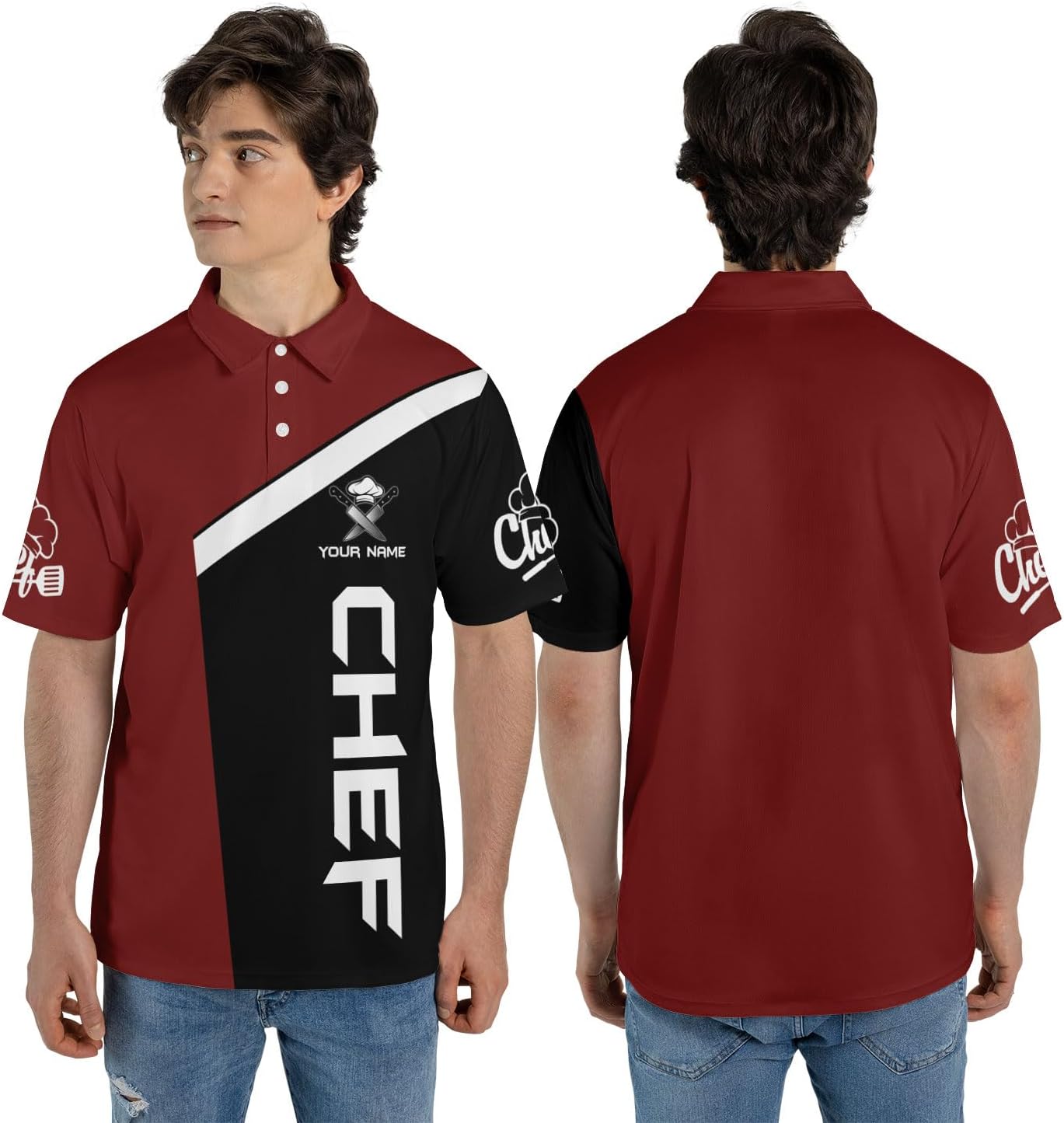 Personalized Chef 3D Polo Shirt, Custom Chef 3D All Over Print for Men Women, Gifts for Chef, Chef Uniform, Chef Shirt