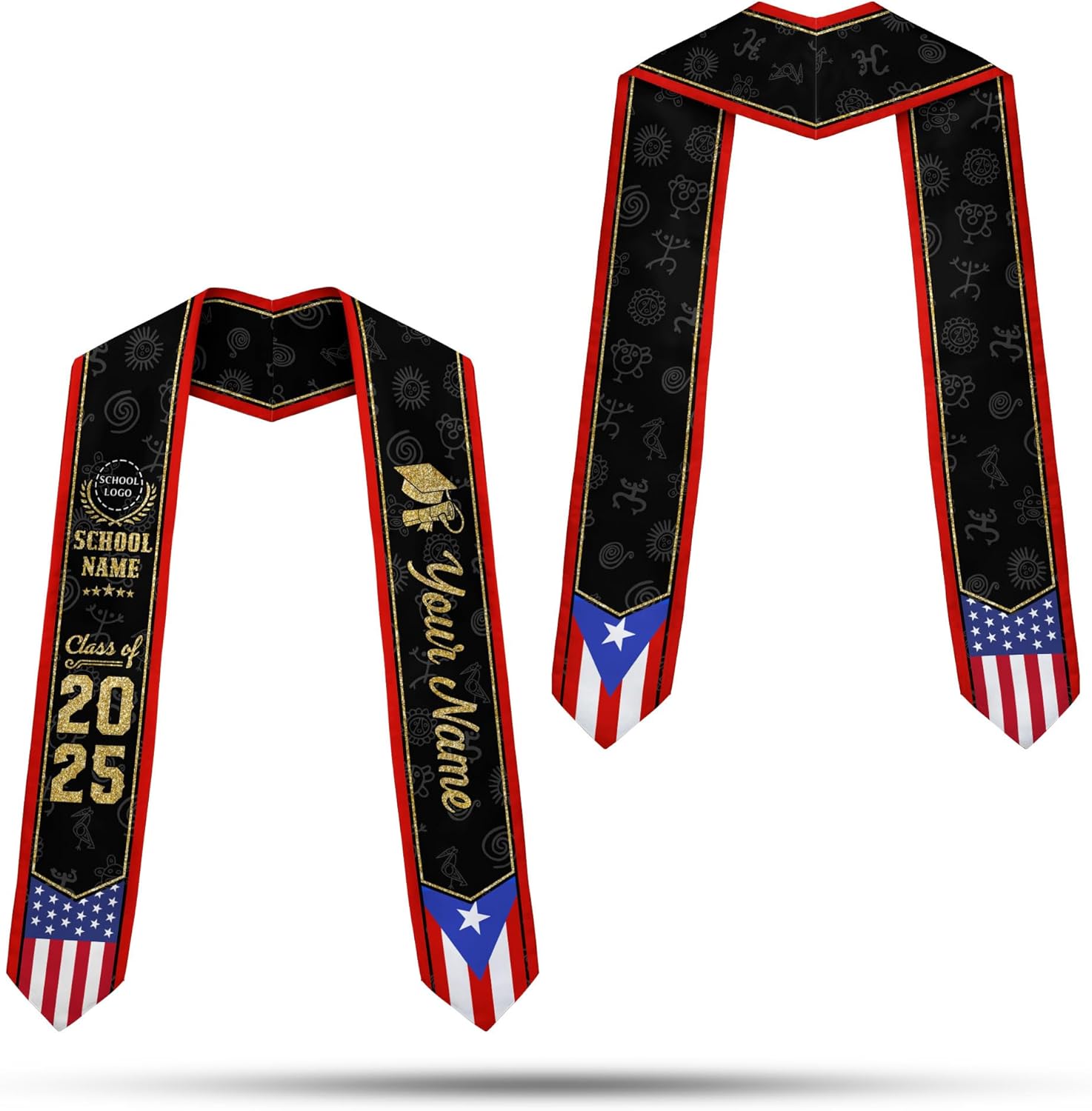 Personalized Puerto Rican Graduation Stole, Puerto Rican Graduation Sash 2025, Puerto Rico Graduation Sash