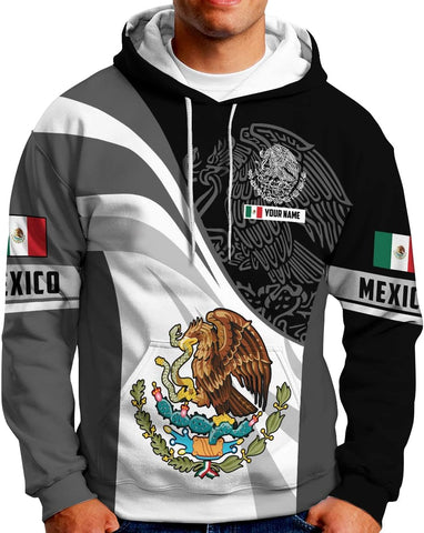 Mostprints Personalized Name Mexican Hoodie 3D, Customized Mexican Hoodies for Men, Unisex Mexico Hoodie, Mexico Hoodies for Men