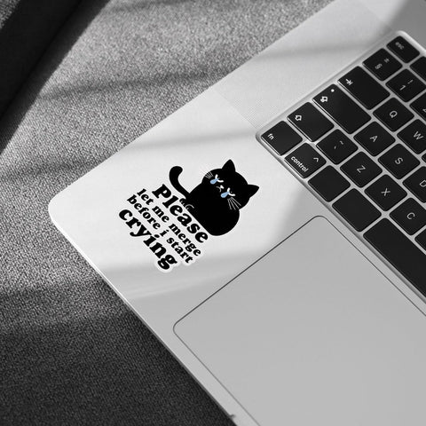 3Pcs Please Let Me Merge Before I Start Crying Sticker, Let Me Merge Bumper Sticker, Sad Black Cat Vinyl Decal, Cute Crying Stickers - Sticker for Laptop Water Bottle Car Phone Hard Hat 3"