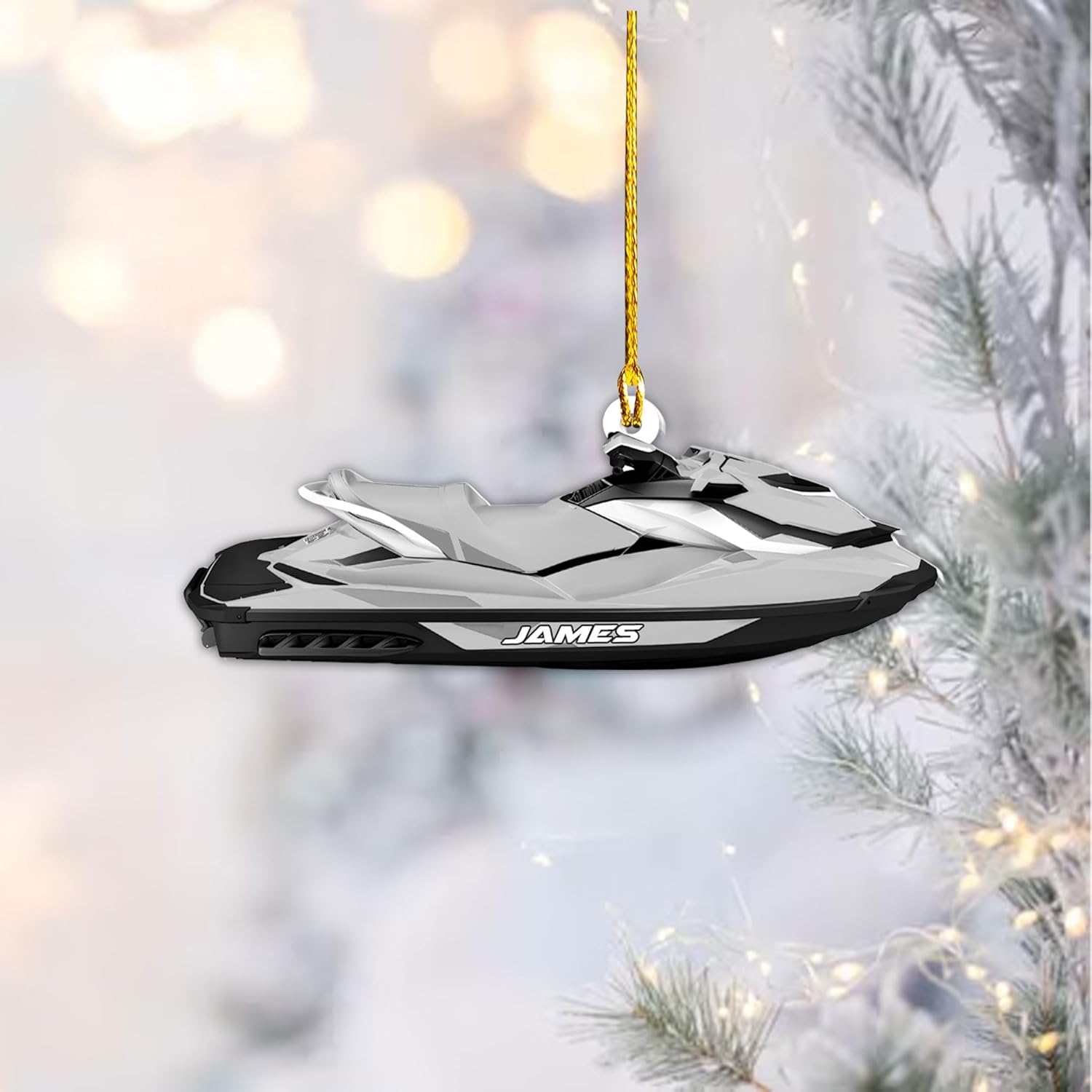 AOVL Custom Jet Ski Ornaments 2024 Jet Boat Ski Christmas Ornament Skiing Jet Boat Christmas Tree Ornament Gift for Watercraft Lovers Speed Boat Ornaments (JK2)