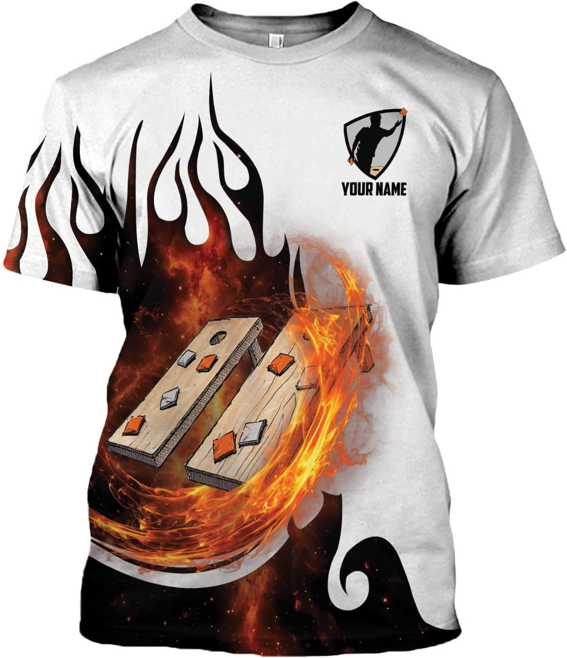 MoonArt Personalized Cornhole Shirts 3D Over Print for Men & Women, Funny Cornhole Player Toss Sports T-Shirt for Team
