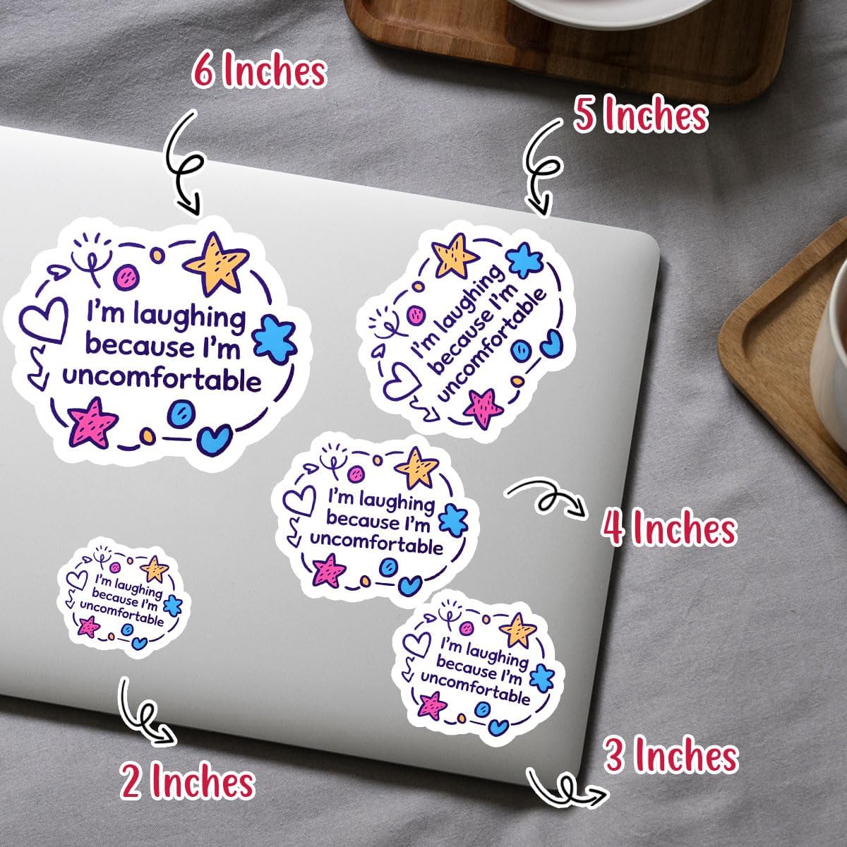 3Pcs I'm Laughing Because I'm Uncomfortable Sticker, Funny Sticker, Anxiety Sticker, Introvert Sticker, Motivational Inspirational Quote Decal - Stickers for Laptop Water Bottle Phone Car Helmet 3"