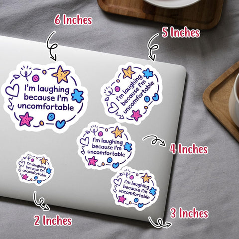 3Pcs I'm Laughing Because I'm Uncomfortable Sticker, Funny Sticker, Anxiety Sticker, Introvert Sticker, Motivational Inspirational Quote Decal - Stickers for Laptop Water Bottle Phone Car Helmet 3"