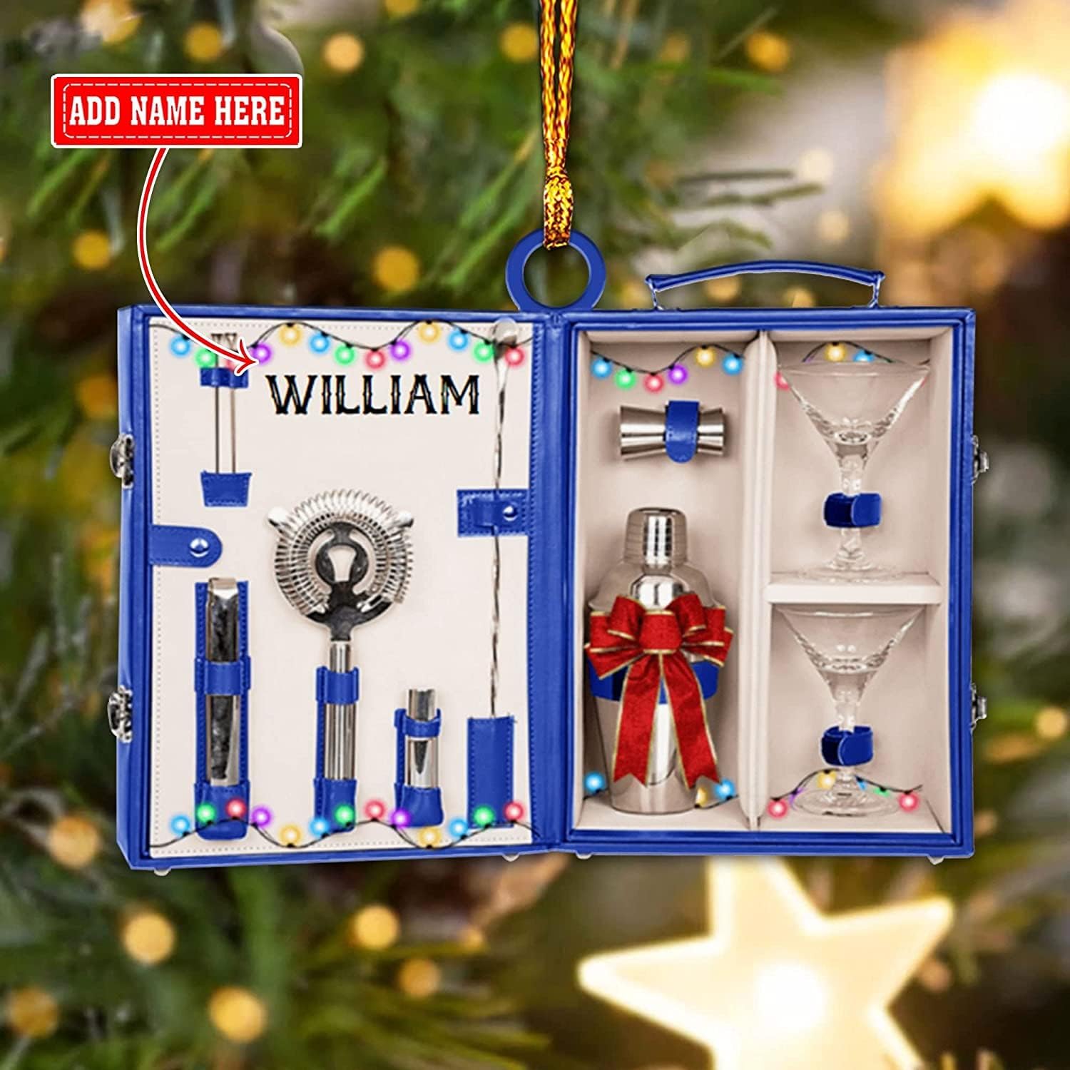 Personalized Bartender Ornament, Bartender Kit Bag Ornament, Bartender Ornaments, Custom Bartender Travel Bag Ornament, Gift for Friend Bartender, Gift for Bartender\u2026 (Bartender 4)