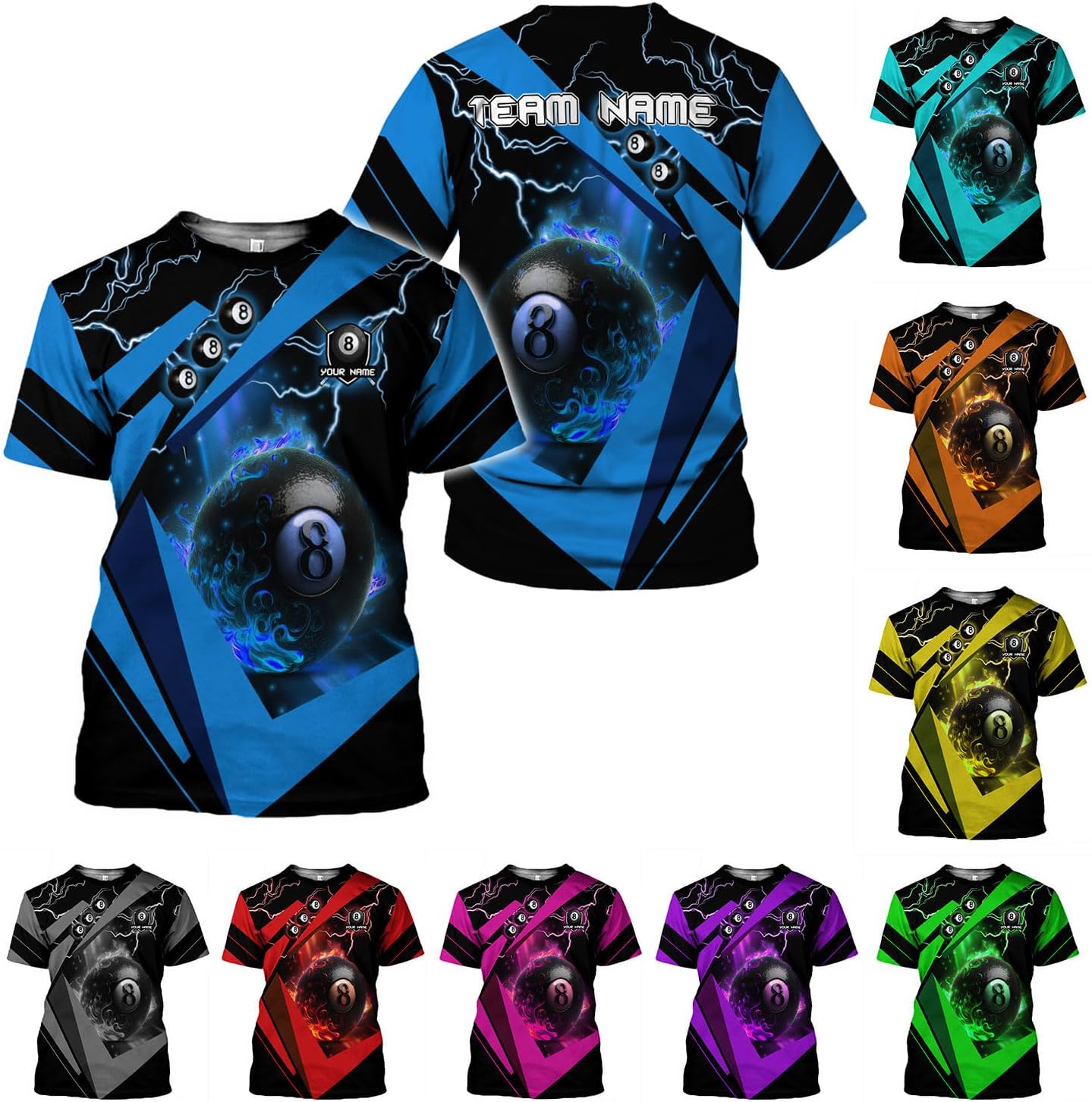 Pretyprints Personalized 3D Billiard Shirt Custom Name Men Women Team Apparel Pool 8 Ball Flag Tshirt Billiards Shirts Gift