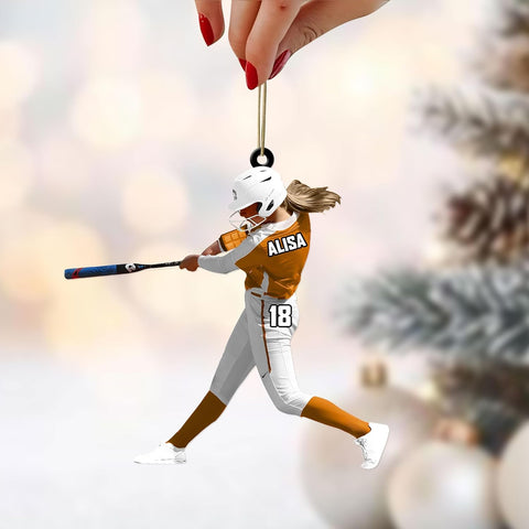 Artparel Personalized Softball Ornament Christmas Tree Decoration Custom Softball Christmas Ornament 2D Shape Flat Softball Lover Gifts Beginner Softball Players Ornament Gift (Softball 9)