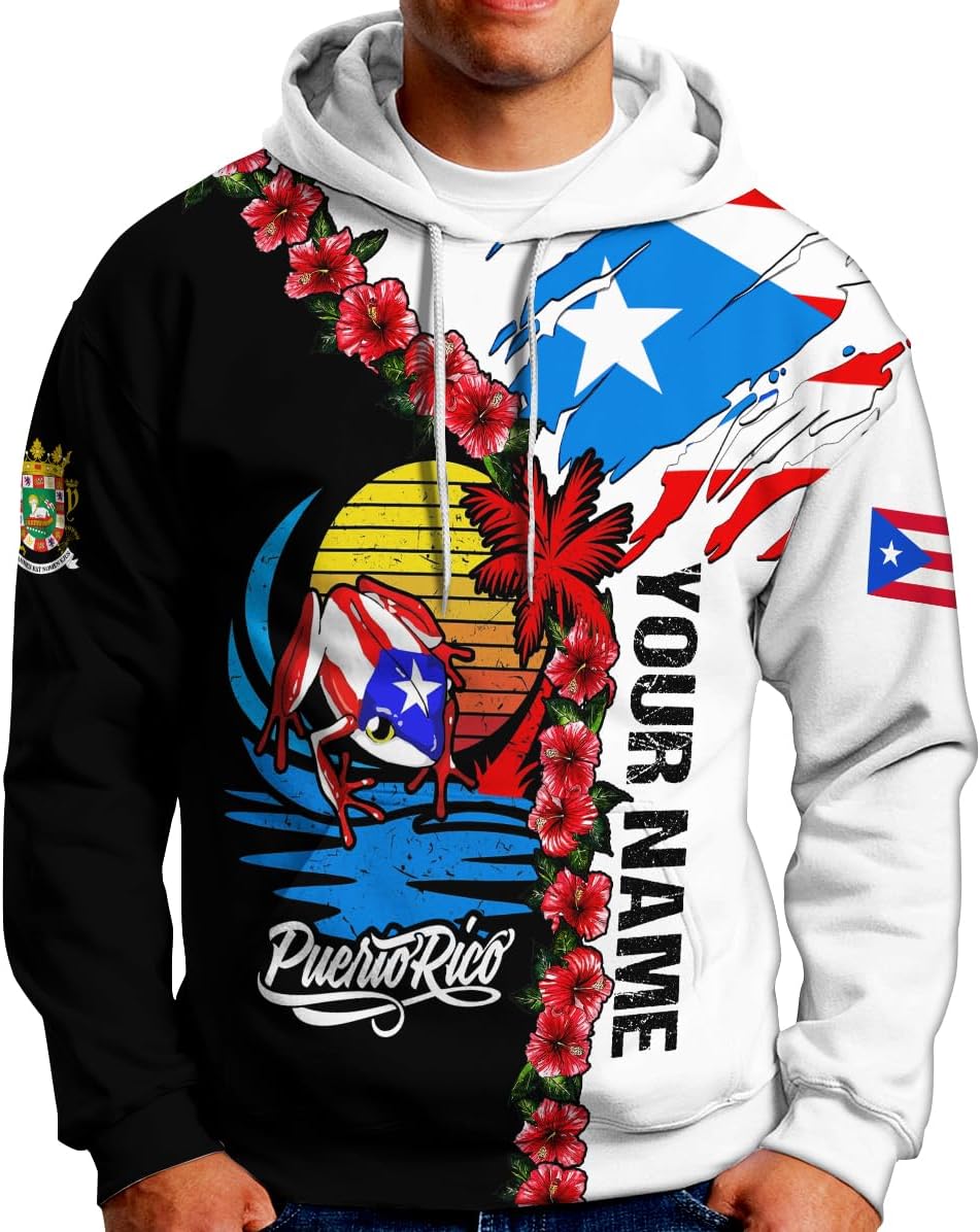 Suseaz Personalized Puerto Rico Shirts, Puerto Rican Pride Flag Tshirt Hoodie for Men and Women, Camisa Puerto Rico Shirt