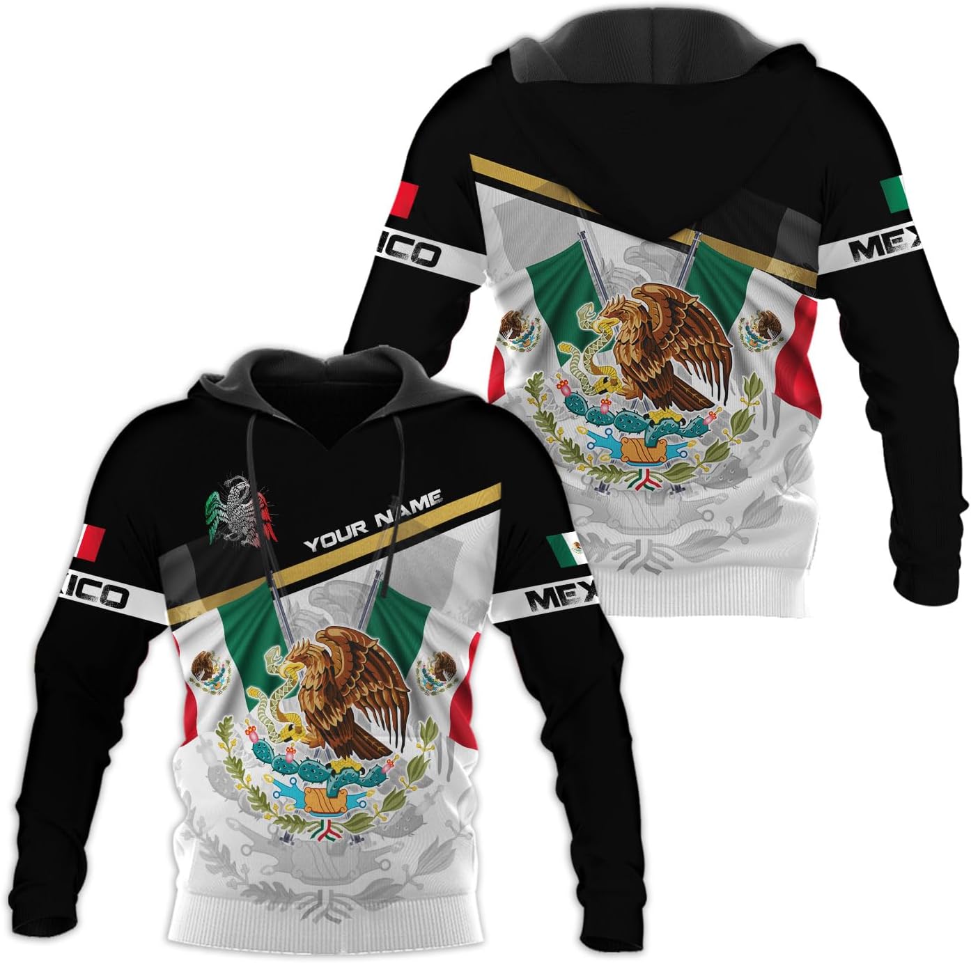 RoyalBro Personalized Mexico Shirts, Camisas De Mexico, Mexico Shirts for Men, Mexican Flag Jersey Shirt Mexico 3D Shirt