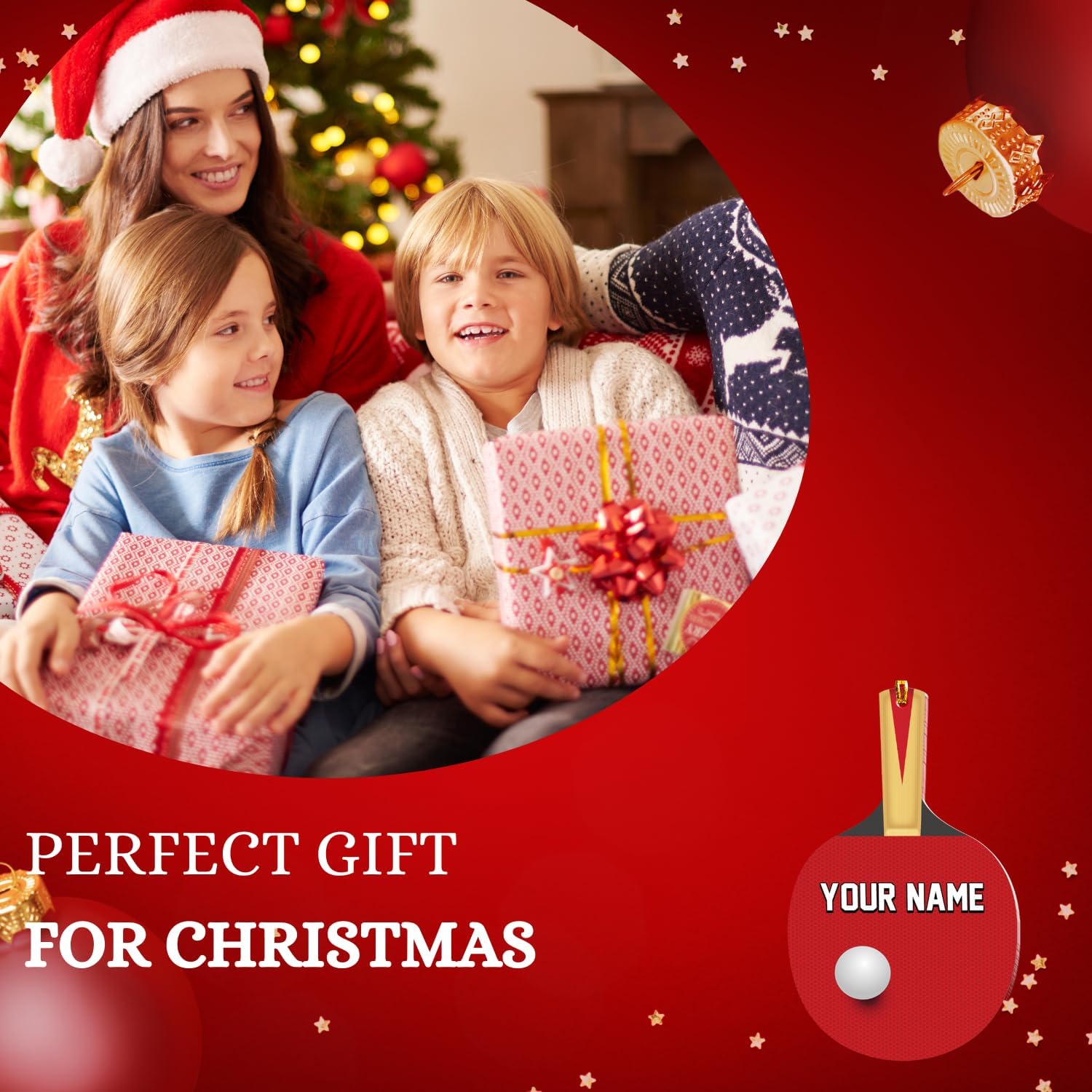 Personalized Table Tennis Ornament Gift Christmas Ornaments, Ping Pong Personalized Christmas Tree Ornament, Gifts for Tennis Lovers, Tennis Player, Tennis Christmas Ornament (Style 3)