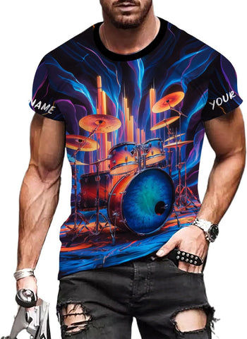 Personalized Drummer 3D Shirt Unisex Drumset Drummer Drumsticks T-Shirt Gift for Drum Lover Shirt Drumming Marching Band Gift